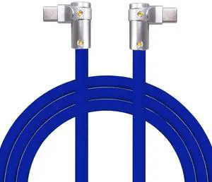 chubbycable FlexElbow Pro - 90 Degree Design 240W Fast Charge Cable Ultra-Thick Silicone Right Angle USB C Cable Phone Tablets Charging Cord, Dark Blue, Double Elbow Type C to Type C, 9.8FT