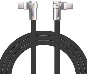 chubbycable FlexElbow Pro - 90 Degree Design 240W Fast Charge Cable Ultra-Thick Silicone Right Angle USB C Cable Phone Tablets Charging Cord, Black, Double Elbow Type C to Type C, 4.9FT