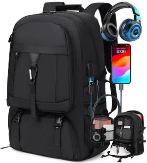 Banlole 18.4 Inch gym backpack with shoe compartment,80L Multiple Compartments Backpacks, Airline Approved Carry on Travel Daypack Anti Theft with USB Charging Port,for Men Women Travel Work Business
