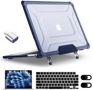 MEEgoodo Case for MacBook Air 15 inch 2025 2024 2023, Case Fit Model (A3241/A3114/A2941) with M4/M3/M2 Chip, Laptop Hard Shell with Heavy Duty Rugged Shockproof, Navy Blue XK