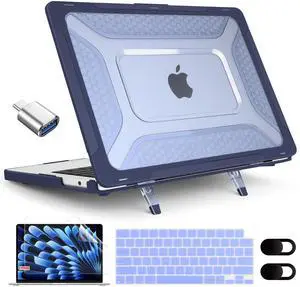 MEEgoodo Case for MacBook Air 15 inch 2025 2024 2023, Case Fit Model (A3241/A3114/A2941) with M4/M3/M2 Chip, Laptop Hard Shell with Heavy Duty Rugged Shockproof, Navy Blue