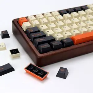 KBDiy Carbon PBT Double Shot Orange Keycap Set,174 Keys Retro Custom Key Cap Keycaps 60 Percent Cherry Profile Keycaps for 61/64/68/84/87/100/104/108 Mechanical Keyboard