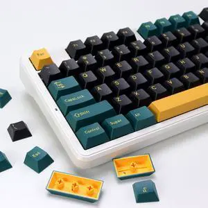 KBDiy MarrsGreen PBT Double Shot Keycap Set,176 Keys Dark Green Custom Key Cap Keycaps 60 Percent Cherry Profile Keycaps for 61/64/68/84/87/100/104/108 Mechanical Keyboard