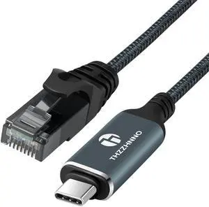 Thzzhnno USB C to Ethernet Cable 30FT, Type C to RJ45 Gigabit LAN Network Cord,Directly Connected,Thunderbolt 3/4 Compatible for MacBook Pro/Air, iPad Pro, iPhone 15 Series,Galaxy S24, Windows