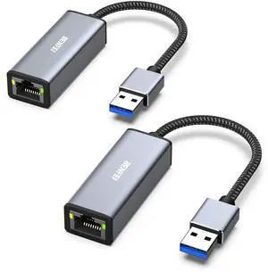 BENFEI USB Ethernet Adapter 1000 Mbps, Pack of 2 USB to RJ45 Gigabit Ethernet LAN Network Adapter Compatible with MacBook Surface Pro Notebook PC with Windows 11/10/8.1/8/7/XP/Vista, Mac OS