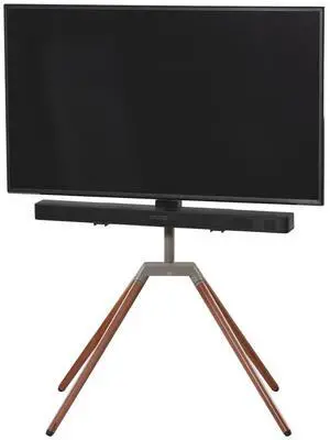 One For All Free-Standing Swivel Quadpod Universal TV Stand, Walnut & Silver Color, WM7475