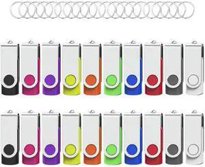 Flash Drives 4GB 20 Pack, Wooolken USB 2.0 Thumb Drives with Keychains Memory Stick USB Drive Pendrive for PC Laptop Computer (Mixcolors)