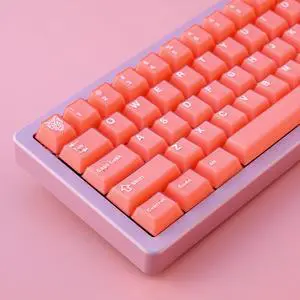 114 Keys PBT Doubleshot Keycaps Cherry Profile Translucent Orange Keycap Set Fit for Cherry Mx Switches Mechanical Keyboard