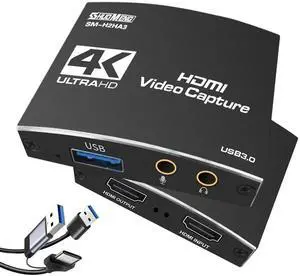 Capture Card for Streaming, HDMI to USB3.0 1080P 60FPS Audio Video Adapter, with 4K HDMI Loop-Out, for Recording/Streaming, Compatible with Nintendo Switch/Xbox/PS5/OBS/Camera/PC/Laptop