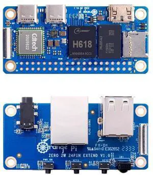 Orange Pi Zero 2W 1GB LPDDR4 Allwinner H618 Quad-Core 64 Bit Single Board Computer with 16MB SPI Flash, WiFi and BT5.0(Zero 2W 1G+Expansion Board)