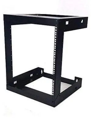 Raising electronics 12U Wall Mount Open Frame 19 Inch Server Equipment Rack Threaded 15 Inch Depth Black (12U)