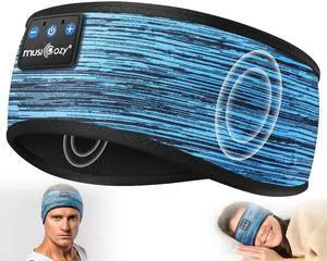 MUSICOZY Sleep Headphones Bluetooth 5.4 Headband, Wireless Music Sleeping Mask Headphones Earbuds Earphones Sweatproof for Women Mom Sports Workout Running Jogging Yoga Cool Gadgets Unique Gifts