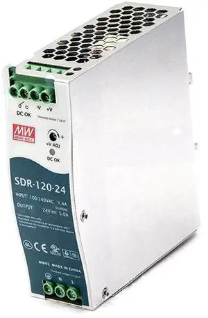 DIN Rail PS 120W 24V 5A SDR-120-24 Meanwell AC-DC SMPS SDR-120 Series MEAN WELL Switching Power Supply