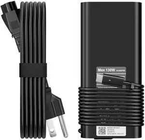 2025 New Replacement Dell 130W Laptop Charger USB C Type C Slim AC Power Adapter Dell XPS 15 2in1 9575 Precision 5550 5530 2in1 Latitude 7410 7310 7210 9410 9510 9575 5420 5520 5510 Power Supply Cord