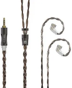 keephifi KBEAR[Hazy] Earphone Cable, 6N Graphene+Copper-Silver Alloy Mixedly Braided Upgrade IEM Cable for Wired Earbuds KZ ZSX, ZSN Pro, ZS10 Pro NF2u, QDC IEMs (qdc,2.5mm)