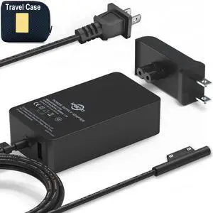 65W Surface Pro Laptop Charger for Microsoft Surface Pro 10 9 8 7+ X 7 6 5 4 3, Windows Surface Laptop 7 6 5 Studio 4 Go 3 2, Surface Go Tablet, Surface Book 2 1, Support 44W 36W, 10.1FT, Travel Case