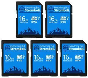 Everything But Stromboli 16GB SD Card (5 Pack) Speed Class 10 UHS-1 U1 C10 16G SDHC Memory Cards for Compatible Digital Cameras, Computer, Trail Cams