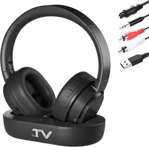 ANSTEN Wireless Headphones for TV Watching with Digital Optical RCA AUX 3.5 MM Transmitter Charging Dock, Over Ear Headset for Seniors, 30 Hrs Playtime, Plug and Play