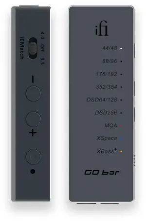 iFi GO bar - Portable DAC/Headphone Amp Featuring - Hi-Res PCM 384kHz/DSD256 - Analogue XBass+ and XSpace Processing