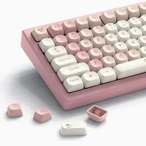 Womier PBT Keycaps 60 65 75 100 Percent, MOA Keycaps Dye-Sublimation, Pink Cute Custom Keyboard Key caps Set for 61/64/68/84/87/100/104/108 Cherry MX Mechanical Keyboard (Pink)