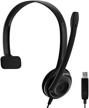 EPOS PC 7 USB Wired Headset - Lightweight Noise-Cancelling Boom Mic, Wideband Audio, Plug-and-Play USB-A, Crystal-Clear Calls for Skype, Zoom & Teams - Compatible with Windows, macOS, Chromeboo, Black