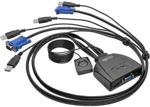Tripp Lite 2-Port USB VGA Cable KVM Switch with Cables & USB Peripheral Sharing, 2048 x 1536 (B032-VU2)