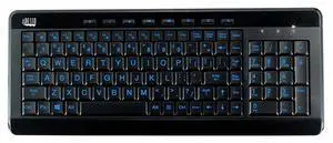 Adesso AKB-120EB 3-Color Illuminated Compact Multimedia Keyboard with Large Print Keys and Hotkeys
