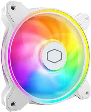 Cooler Master MF120 Halo2 White PC Case|Liquid Cooler|Air Cooler Fan, 120mm Fan, Dual-Loop aRGB Rings, Dynamic PWM 2,050 RPM, Air Balance Blades, aRGB Lighting, Hybrid Frame