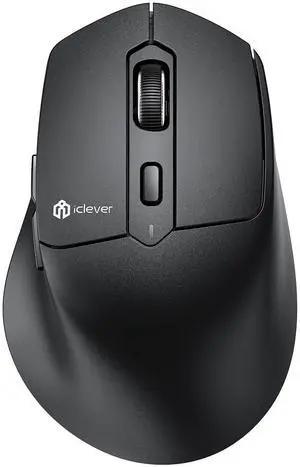 iClever MD360 Ergonomic Bluetooth Mouse with Mouse Jiggler, Wireless Rechargeable Mouse for 3 Devices (BT/2.4G), 4 DPI Settings, Compatible with iPad, Mac, PC