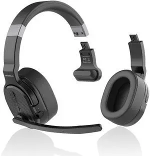 MONODEAL Trucker Bluetooth Headset, Bluetooth Headset with Microphone Noise Canceling(ENC) Dual Mic, Mute Button, 3 EQ Music Modes, Single and Dual Ear Wireless Headphones for Office Home Work
