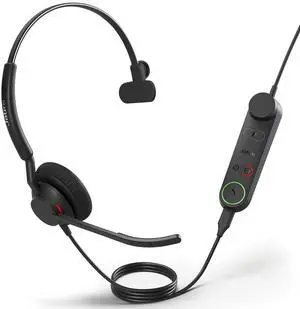 Jabra Engage 50 II Wired Mono Headset with Link Call Control - Noise-Cancelling 3-Mic Technology and USB-C Cable - Works with All Leading Unified Communications Platforms Such as Zoom & Unify - Black