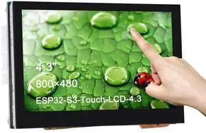 waveshare 4.3inch Capacitive Touch Display Based on ESP32-S3 Microcontroller Development Board with 2.4GHz WiFi and BLE 5 Support, 800x480 Resolution, 5-Point Touch, Onboard CAN, RS485, I2C Interface