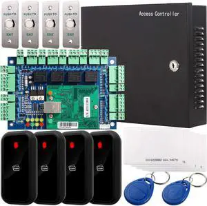 UHPPOTE Wiegand 26 bits Network RFID Access Control Board Kit Metal AC110V Power Box For 4 Doors