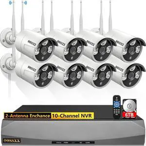 90 Days Storage & Dual Antennas for WiFi Enhanced AI Human Detected 2K 3.0MP Wireless Security Camera System,10-Channel DVR Outdoor Home Surveillance WiFi Cameras Systems with 6TB HDD