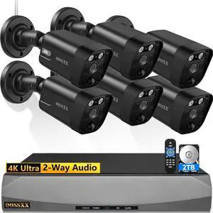 4K/8.0 Megapixel & 130deg Ultra Wide-Angle 2-Way Audio PoE Outdoor Home Security Camera System Wired Outdoor Video Surveillance IP Cameras System DVR Set