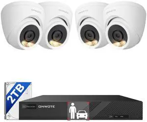 ONWOTE 8 Channel NVR PoE Security Camera System, 4X 6MP Wired Outdoor IP Cameras, AI Human Vehicle Detection Tigger Color Night Vision, 122deg FoV, 8CH 4K 8MP NVR 2TB, CCTV Kit for Home Businesses