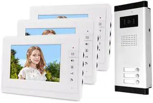 OBO HANDS 7'' Wired Color Video Door Phone Intercom System IR Night Vision Camera Doorbell +Indoor Monitor Screens for 2/3/4 Apartments