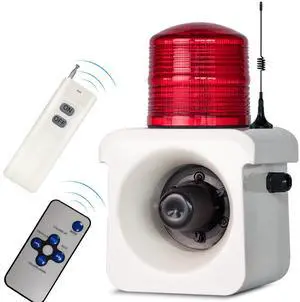 YASONG SLA-800Y Wireless Remote Control Alarm Siren(2km/1.24 mi), LED Strobe Warning Light 120dB Horn Power 15W AC110V for Loss Prevetion, Warehouse, Factories