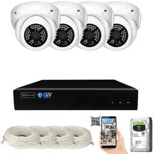 GW Security 8 Channel 4K NVR 5MP H.265 IP Surveillance Security Camera System with 4-Piece Super HD 1920P Weatherproof Video & Audio Microphone PoE Security Dome Cameras