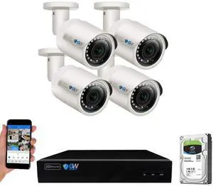GW Security 8 Channel 4K NVR 5MP POE Audio & Video Security Camera System - Four 5MP 1920P AI Human & Vehicle Detection Weatherproof Bullet Cameras, Built in Microphone, Quick QR Code Easy Setup