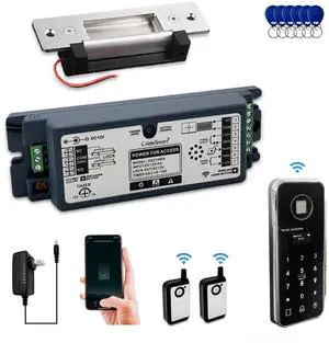 Olideauto Front Door WIFI Smart Fingerprint Electronic Card ReadersKit,Wireless Access Control Locking Kit for Home Office Door,with Wireless Fingerprint Access Keypad+Electric Strike+Wireless FoB Key