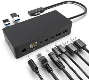 Surface Pro Docking Station,90W Power Supply,4k HD,USB 3.0 x 4, Gigabit Ethernet, Mini DP x 2, 3.5mm Audio,Compatible with Surface Pro 7/X/6/4/3/2017, Laptop 5/4/3/2, Laptop go,Book 2/1,Surface Go 2/1
