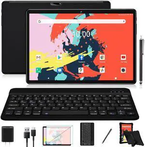 2024 Latest Tablet 10.1" Octa-Core Android 11 Tablet, 64GB Storage Tablets with Keyboard, Stylus Pen, Dual 13MP+5MP Camera, WiFi, Bluetooth, GPS, 512GB Expand Support, IPS Full HD Display