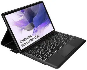 SaharaCase Protection Bluetooth Keyboard Case with TrackPad for Samsung Galaxy Tab S8 Plus (2022) and S7 FE (2021) [Shockproof Bumper] Heavy Duty Rugged Protection Integrated Kickstand - Black