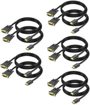 HDMI to VGA Cable 10 Feet, HDMI to VGA Uni-Directional Male to Male Video Cord Compatible for Computer, Desktop, Laptop, PC, Monitor, Projector, HDTV and More -10Pack