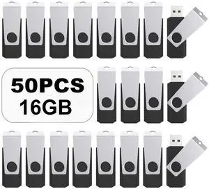 TOPESEL 50PCS 16GB Bulk USB 2.0 Flash Drive Swivel Memory Stick Thumb Drives Pen Drive (16gig, 50 Pack, Black)