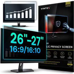 VINTEZ Universal Acrylic 26, 27 Inch Computer Privacy Screen Filter for Widescreen Computer Monitors - 24.1" x 15.1" (612 x 384 mm) - Monitor Frame Hanging Type