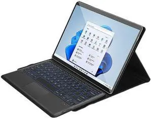 SaharaCase Protection Bluetooth Keyboard Case with Mouse Pad for Microsoft Surface Pro 8 (2021) [Shockproof Bumper] Heavy Duty Rugged Protection Antislip Integrated Kickstand - Black