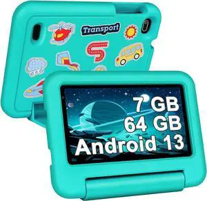 SEBBE Kids Tablet 7 Inch, 7GB RAM+64GB ROM (TF 1TB), with Parental Control,Preinstalled Apps for Kids, Puzzle Game Education Toddler with Protective Case - Green