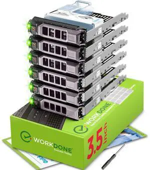 WORKDONE 6-Pack - 3.5" Hard Drive Caddy with 2.5" HDD Adapter - Compatible for Dell PowerEdge Selected 11-13th Gen. Servers - Manual - Front Sticker Labels - Screwdriver - Strong Tray Screws